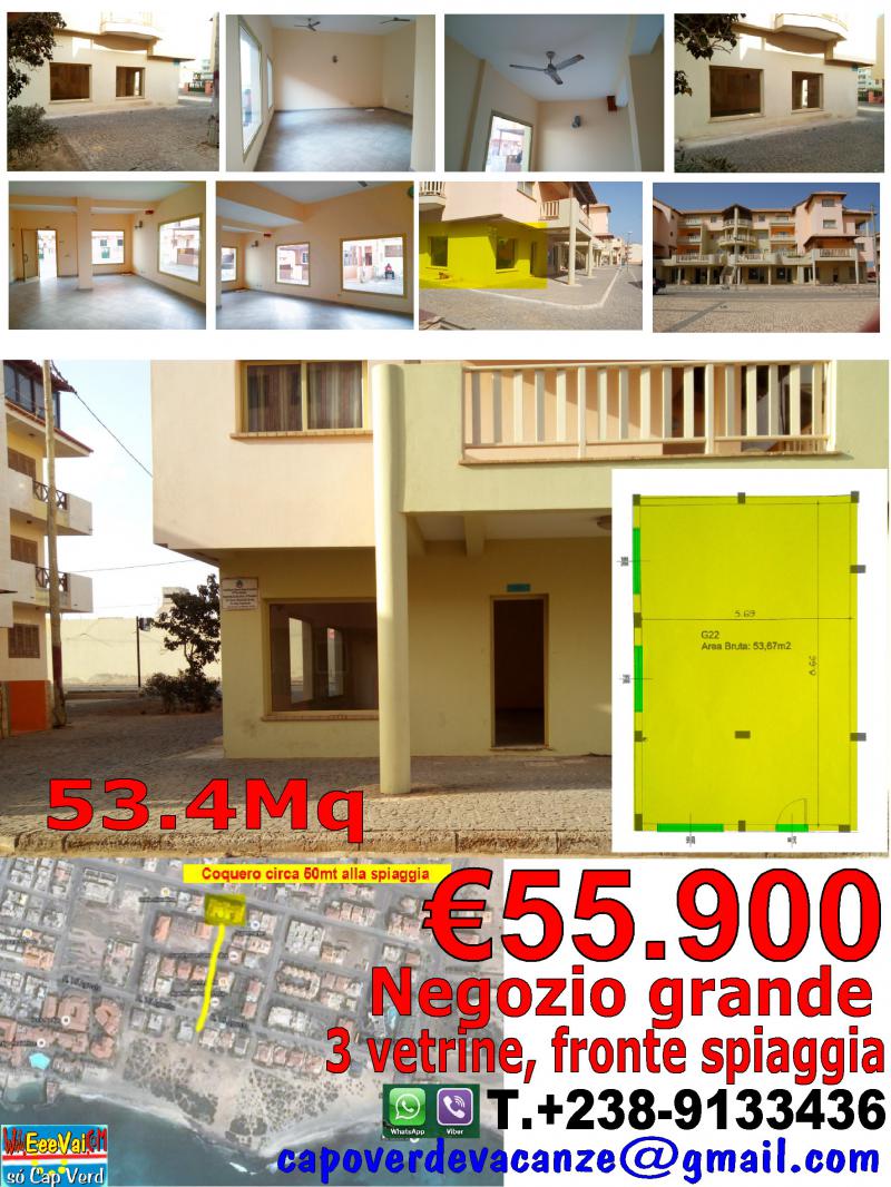 €55.900 negozio grande 3 vetrine in residence coquero santa maria, sal, capo verde vacanze